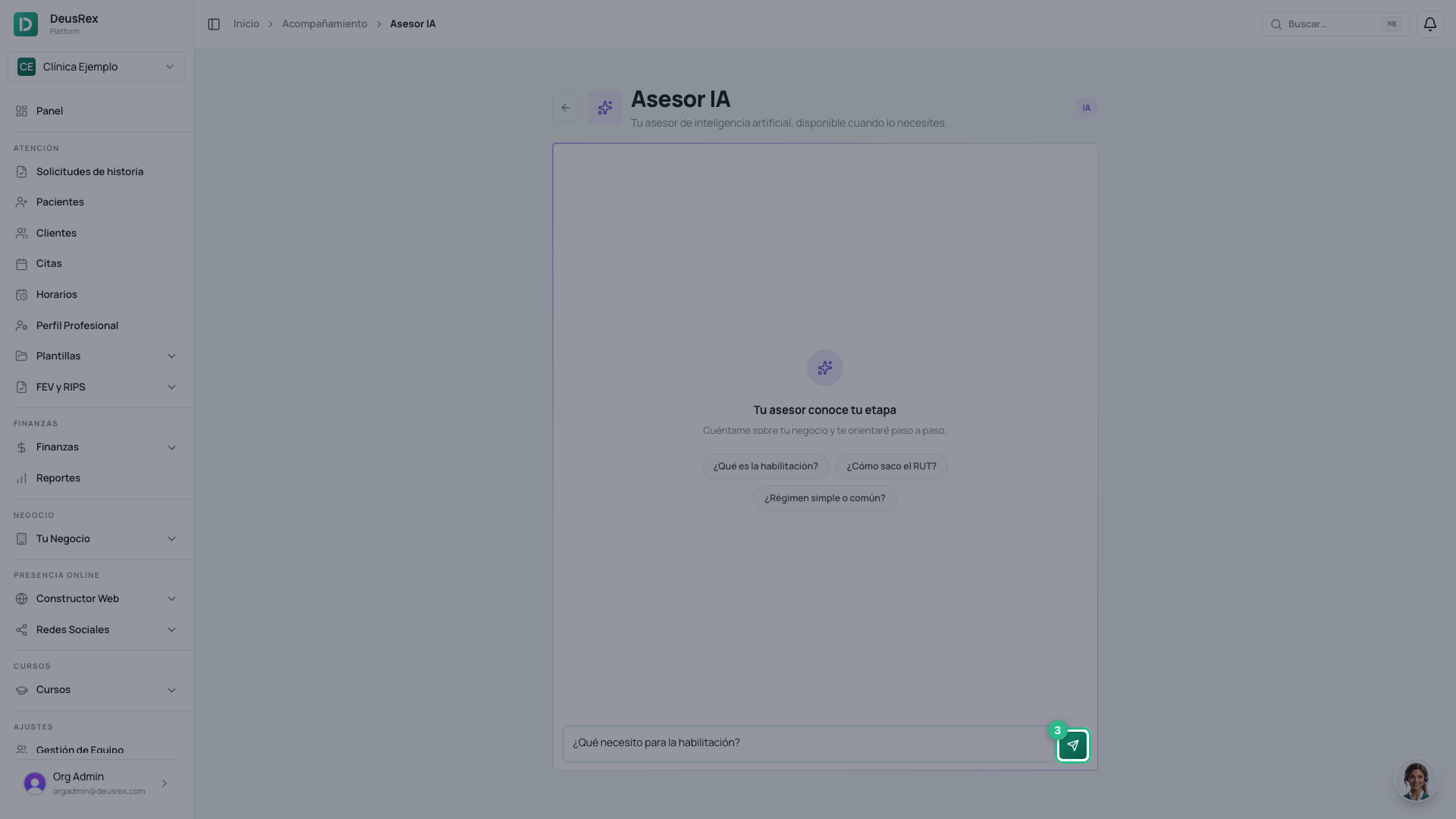 Escribe tu pregunta al Asesor IA