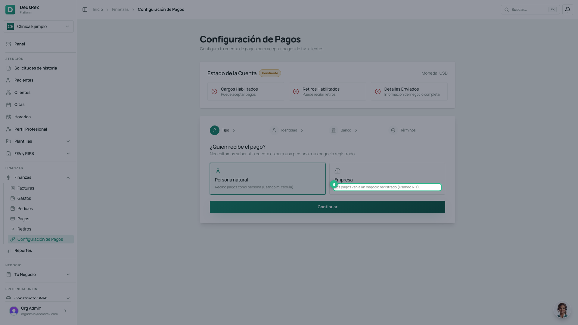 Tipo de negócio