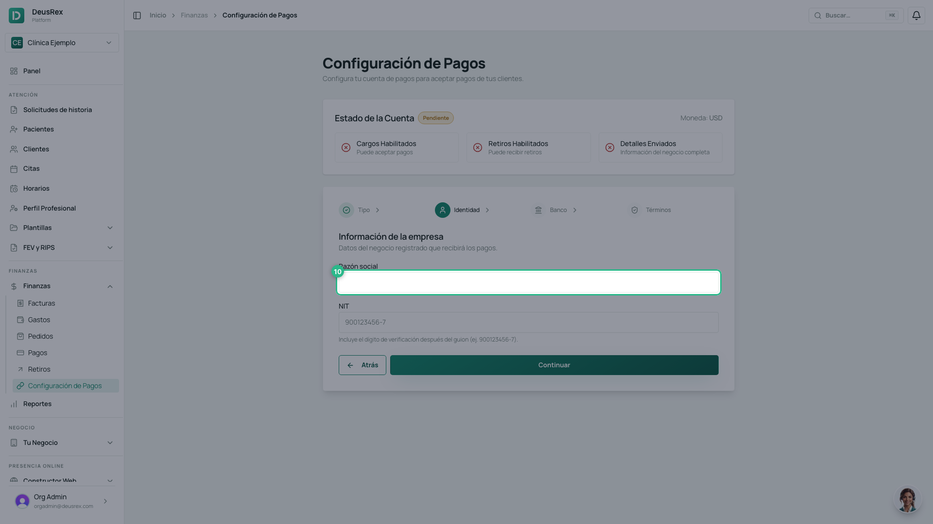 Dados da empresa